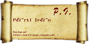 Pártl Irén névjegykártya