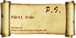 Pártl Irén névjegykártya